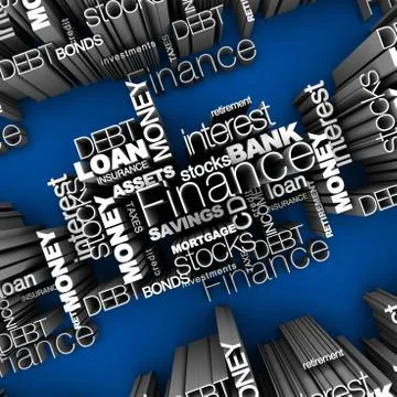 Financial Words 3D Ilustração Stock