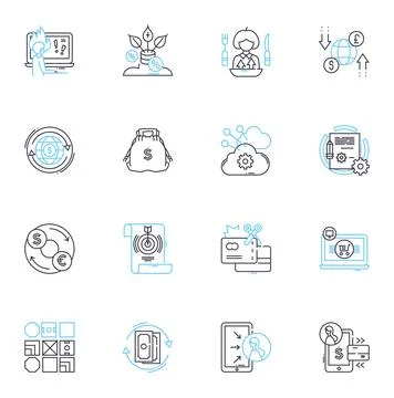 Financial world linear icons set. Investment, Banking, Economy, Stock, Capital Stock Illustration