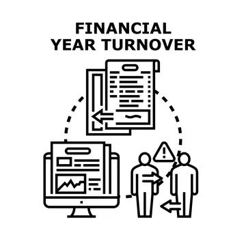 Financial year turnover processing calculating business income concept Stock Illustration