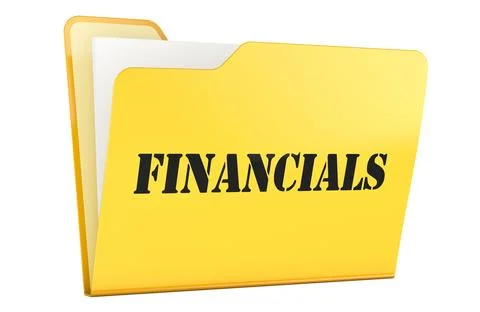 Financials, yellow file folder. 3D rendering Stock Illustration
