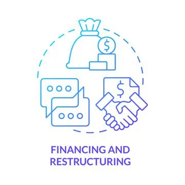 Financing and restructuring blue gradient concept icon Stock Illustration