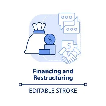 Financing and restructuring light blue concept icon Stock Illustration