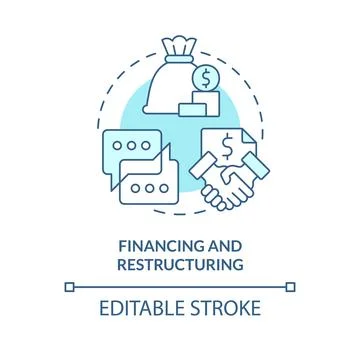 Financing and restructuring turquoise concept icon Stock Illustration