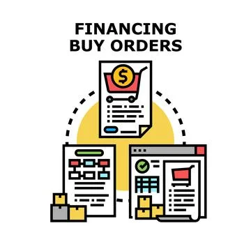 Financing buy orders document financial transaction process 스톡 일러스트