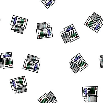 Financing car calculator vector seamless pattern Illustrazione stock