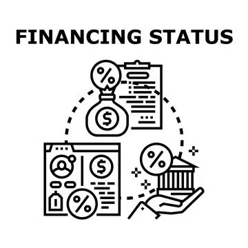 Financing status concept with financial report and money bag Stock Illustration