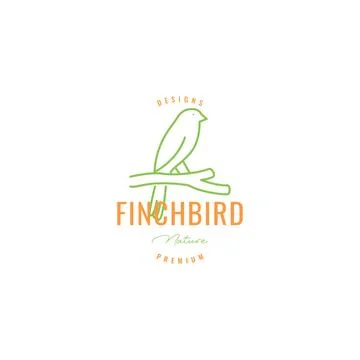 Finch bird with branch logo design Stock Illustration