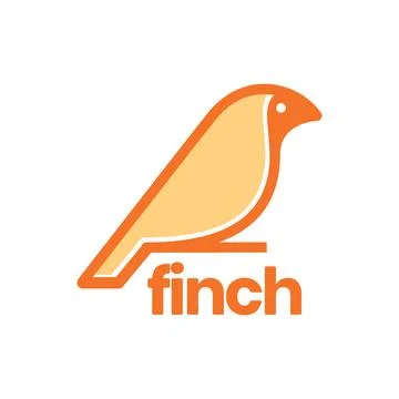 Finch bird perched twig tree colorful modern mascot flat logo design vector.. Stock Illustration