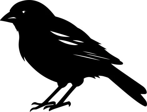 Finch Silhouette Vector Illustration White Background Stock Illustration