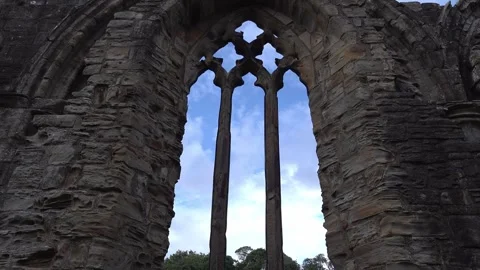 Finchale Priory ruin's window Video stock 340108978