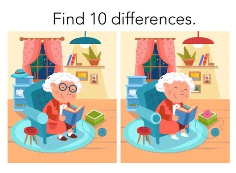 Find 10 differences. Educational puzzle game for children. Cute cartoon Stock Illustration