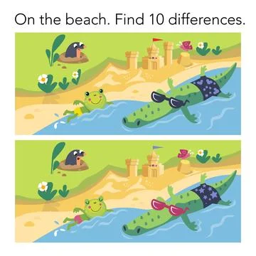 Find 10 differences. Educational puzzle game for children. Cute characters in Stockillustratie