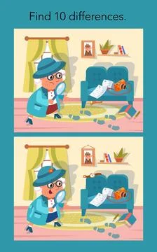Find 10 differences. Educational puzzle game for kids. Cute cartoon grandmother 스톡 일러스트