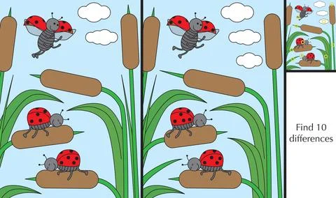 Find 10 differences Stock Illustration