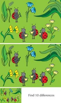 Find 10 differences Stock Illustration