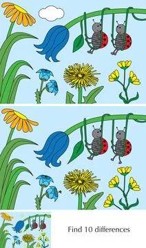 Find 10 differences Stock Illustration