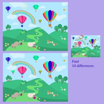 Find 10 differences puzzles for children under 6 years old, presented by se.. Stockillustratie