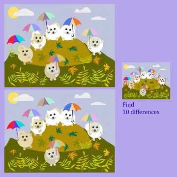 Find 10 differences rebus for children under 6 years old Stock Illustration