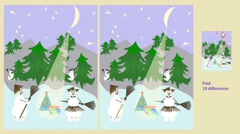 Find 10 differences rebus for children under 6 years old, presented by season イラスト素材