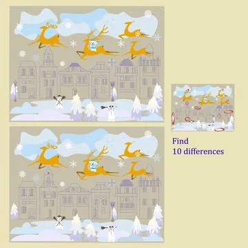 Find 10 differences rebus for children under 6 years old, presented by season Illustrazione stock