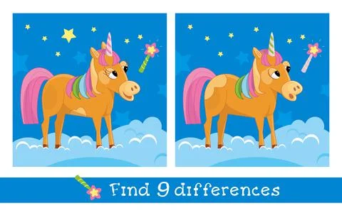 Find 10 hidden differences. Educational game for children. Cartoon style puzzle Stock Illustration