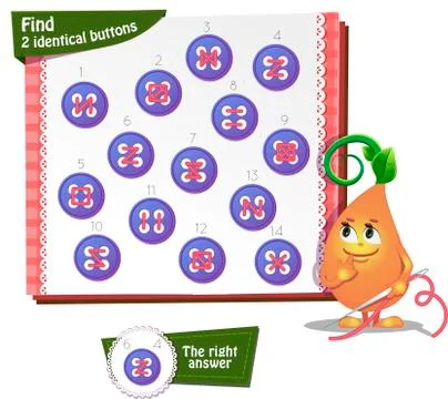 Find 2 identical buttons Stock Illustration