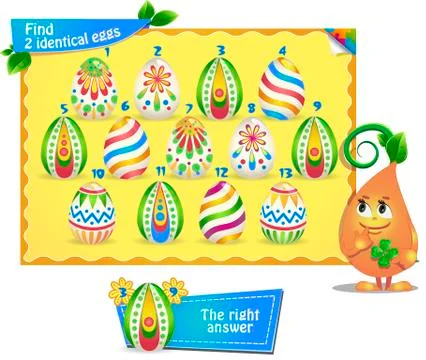 Find 2 identical eggs easter Illustrazione stock