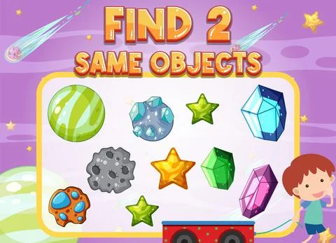 Find 2 same object worksheet for children 스톡 일러스트