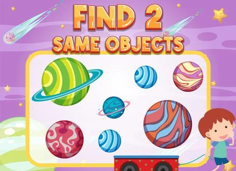 Find 2 same object worksheet for children Illustrazione stock