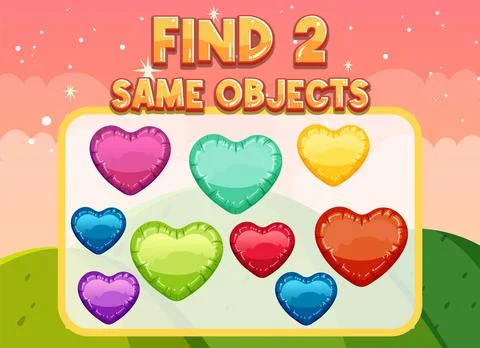 Find 2 same object worksheet for children Illustrazione stock