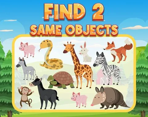 Find 2 same object worksheet for children 스톡 일러스트