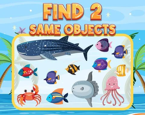 Find 2 same object worksheet for children Stock Illustration