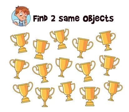 Find 2 same objects. Educational game for children Illustrazione stock