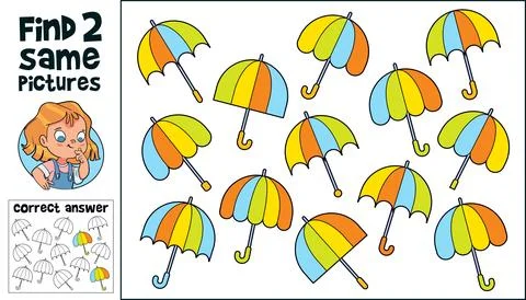 Find 2 same objects. Educational game for children Illustrazione stock