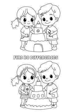 Find 20 Differences In Coloring Book Stockillustratie
