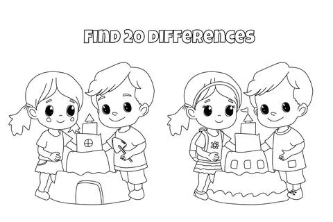 Find 20 Differences In Coloring Book Stockillustratie