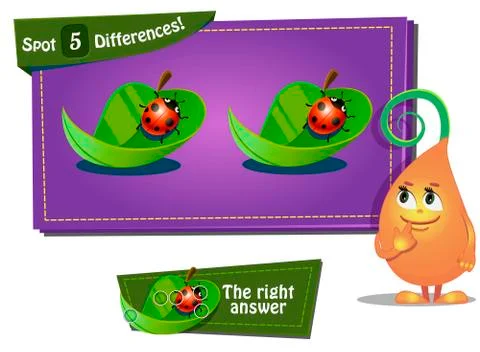 Find 3 differences ladybird Stock Illustration
