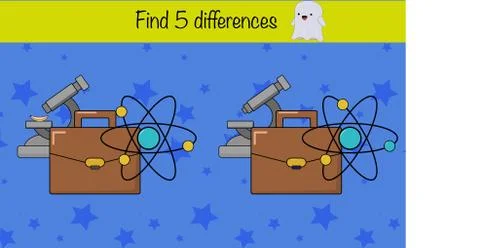 Find 5 differences. Children education game, iq test Stock Illustration