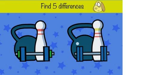 Find 5 differences. Children education game, iq test Stock Illustration
