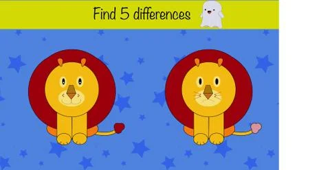 Find 5 differences. Children education game, iq test Stock Illustration