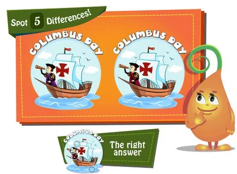 Find 5 differences Columbus Day Stock Illustration