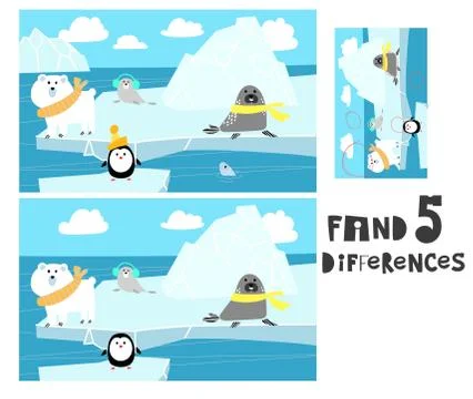 Find 5 differences winter Stock Illustration