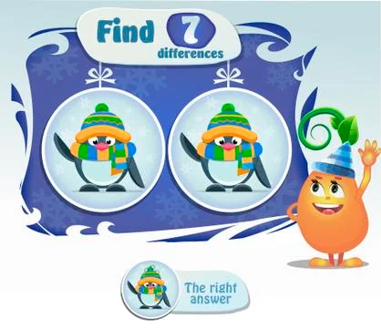 Find 7 differences penguin Stock Illustration