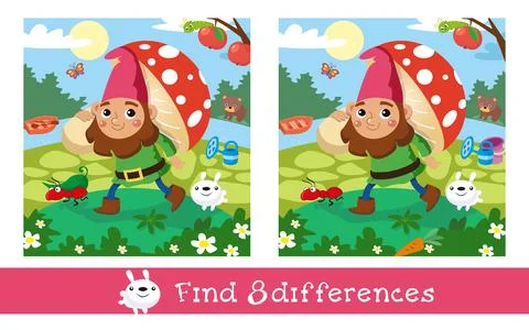 Find 8 differences. Game worksheet for children. Vector color illustration. Fair Illustrazione stock