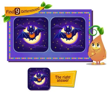 Find 9 differences bat Illustrazione stock