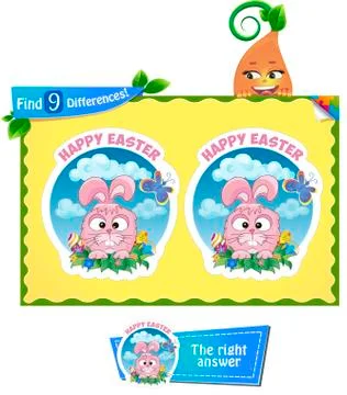Find 9 differences Easter game Illustrazione stock