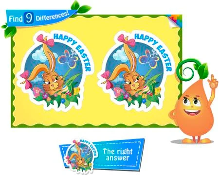 Find 9 differences Easter holiday Stock Illustration