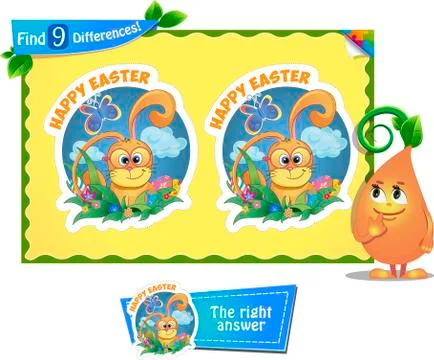 Find 9 differences Easter Illustrazione stock