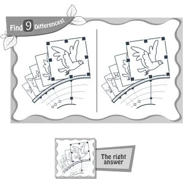 Find 9 differences game  animation Stock Illustration