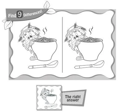 Find 9 differences game black brownie Stock Illustration